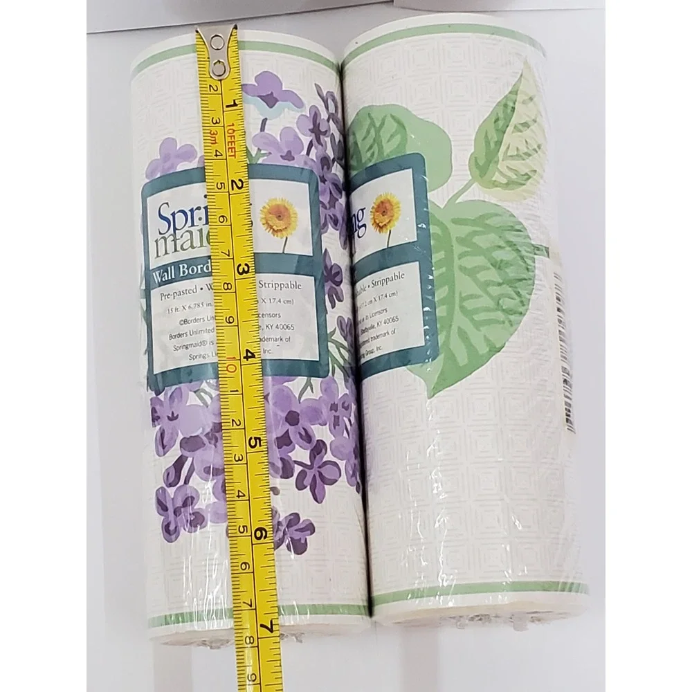 Springmaid Lilacs Wall Border 2 Rolls Pre-pasted Floral Purple 15ft‎ x 6.785in